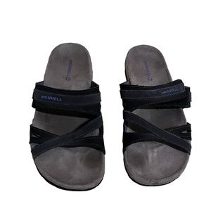 Merrell Air Cushion Gray And Purple Slip On Open-Toed Size 8 Comfy Sandals